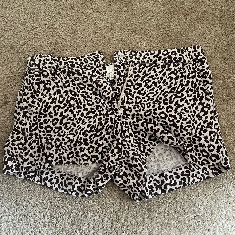 J Crew cheetah print denim shorts